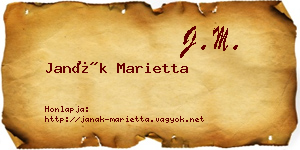 Janák Marietta névjegykártya